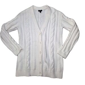 Talbots Petite Ivory Cable Knit Cardigan Womens Button Front‎ Sweater Size P